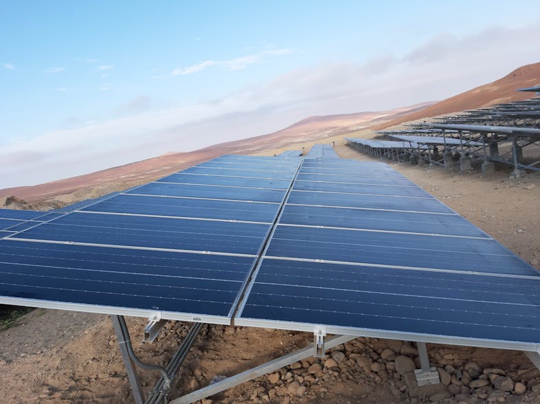 Agromin-La-Bonita-solar-PV-modules. Photo courtesy of Caterpillar