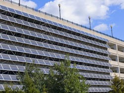 Solar panels mounted on exterior wall of parking garage in Saint Paul, Minn. Photo by Joe Ferrer/Shutterstock.com Solar panels mounted on exterior wall of parking garage in Saint Paul, Minn. Photo by Joe Ferrer/Shutterstock.com