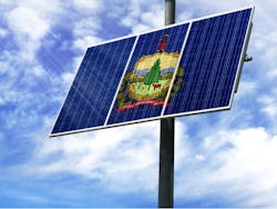 Solar panels a picture of the flag State of Vermont. Credit Millenius/Shutterstock.com