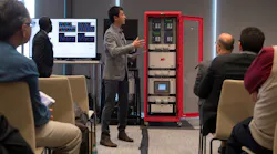 Qiang Fu from EATON presenting Eaton’s microgrid controller in the loop with the HIL microgrid testbed at the MIT Lincoln Laboratory Microgrid Symposium 2017. (Photo: Typhoon HIL)