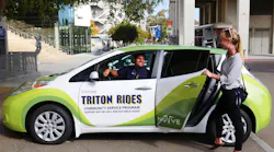 USC student using free ride service at USC. Photo courtesy of Nuvve
