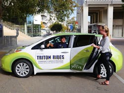 USC student using free ride service at USC. Photo courtesy of Nuvve USC student using free ride service at USC. Photo courtesy of Nuvve