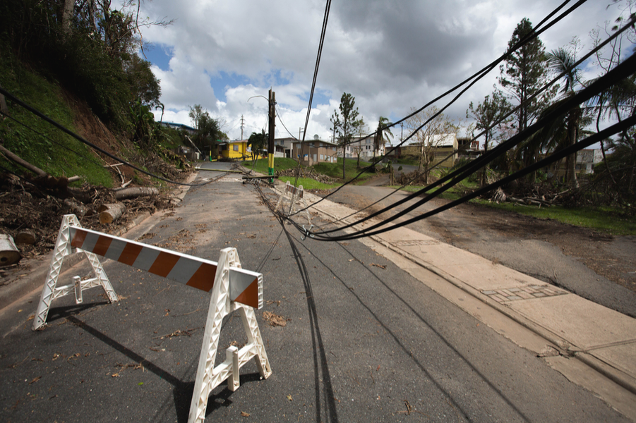 Electrical lines in Puerto Rico after Hurricane Maria. By RaiPhoto/Shutterstock.com
