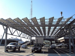 Solar power panels on a carport at the Atlantic City Utility Authority, Atlantic City, New Jersey Credit: Armando Jimenez, project manager, U.S. Army Corps of Engineer, New York District