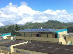 The Energy Oasis microgrid solar array at S.U. Matrullas, a K-9 school in the remote town of Orocovis, Puerto Rico (PRNewsfoto/sonnen.)