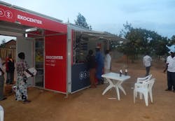 Solar Kiosk in Kabusunzu, during the evening time when some customers are starting to come over for an evening cold drink. Credit: Nsamaza Steven Solar Kiosk in Kabusunzu, during the evening time when some customers are starting to come over for an evening cold drink. Credit: Nsamaza Steven