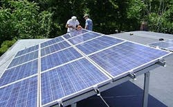 Solar array on a roof near Poughkeepsie, NY. Credit: Wikimedia Commons