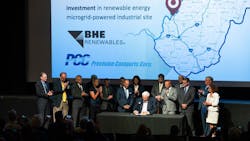 West Virginia Gov. Jim Justice announces a new renewable energy microgrid-powered industrial site will be built in Ravenswood. Source: West Virginia Office of the Governor