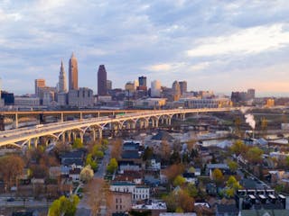 Highway Through Cleveland, which is the Cuyahoga County seat. Photo by Real Window Creative, Shutterstock.com