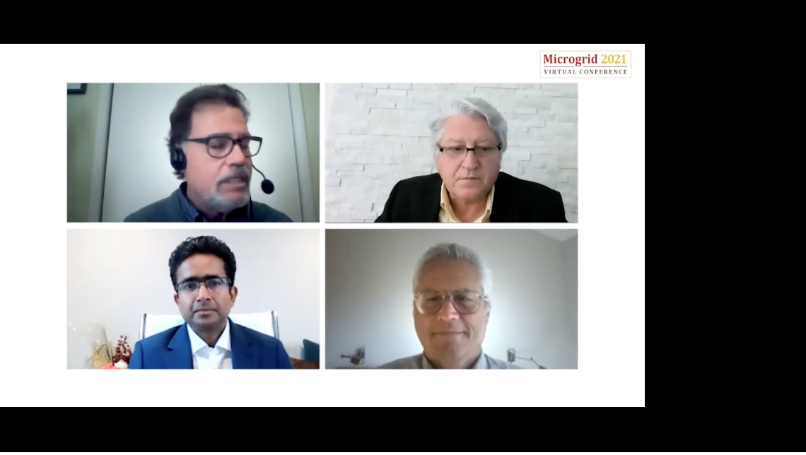 Microgrid 2021 Panelists: Peter Asmus, Guidehouse; John Westerman, Schneider; Manoj Sinha, Husk Power Systems; Bruce Nordman, LBNL