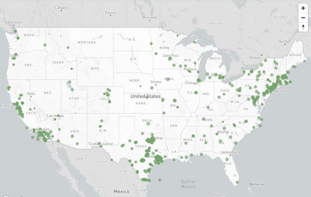 US Department of Energy map of installed microgrids