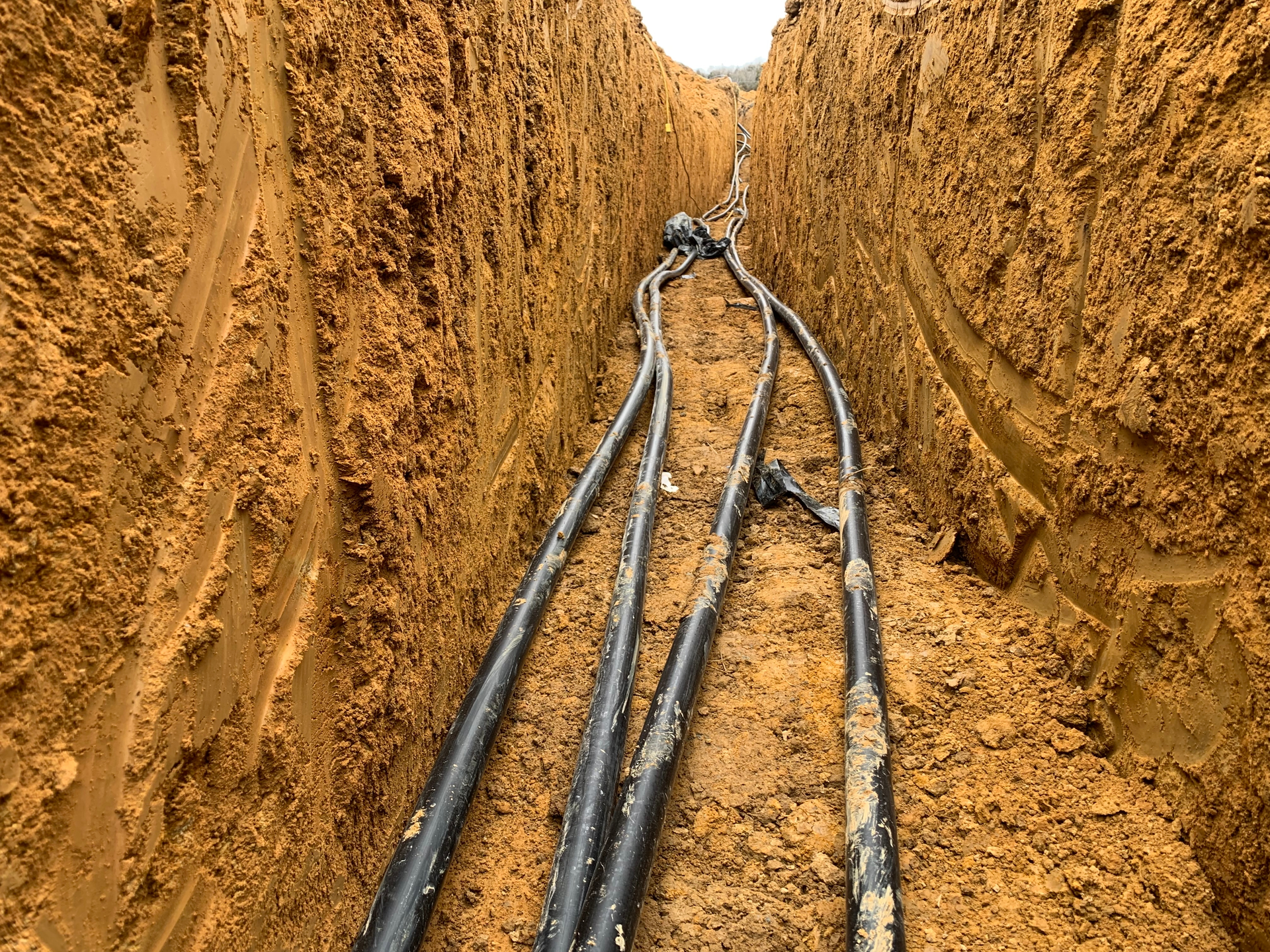 Geothermal ground loops for ground source heat pump.