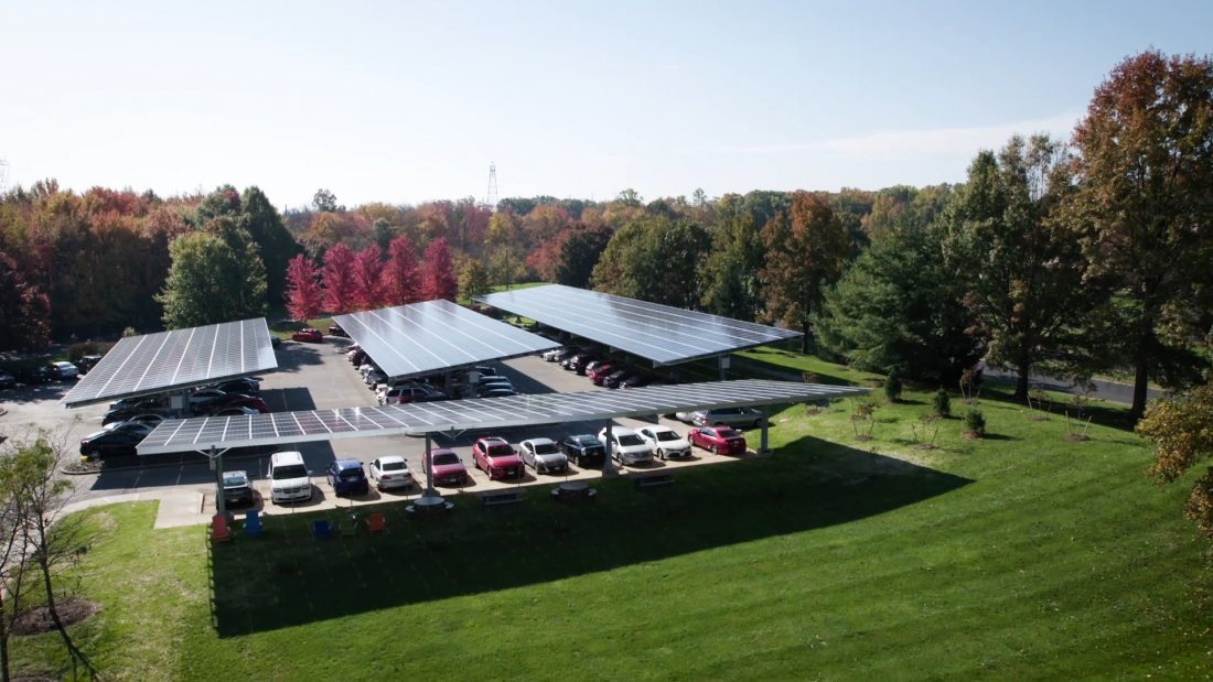 The parking lot solar array at Siemens' Princeton, NJ campus Source: Siemens