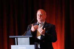 FuelCell Energy&apos;s Mark Feasel discusses resource adequacy at Microgrid Knowledge 2023 in Anaheim, California May 16. Source: Microgrid Knowledge / Corey Sandler