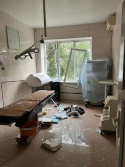 Photo taken last year showing damage to Ukrainian medical facility hit by Russian bombing. Image credit New Use Energy Solutions Photo taken last year showing damage to Ukrainian medical facility hit by Russian bombing. Image credit New Use Energy Solutions