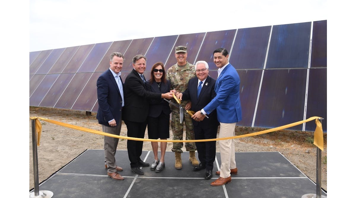 U.S. Army Maj. Gen. Matthew P. Beevers, the adjutant general of the California Military Department; Rachel Jacobson, assistant secretary of the U.S. Army Installations, Energy and Environment; Mario Diaz, deputy undersecretary of the Army; state Sens. Bob Archuleta and Josh Newman; and Jason Smith, Bright Canyon Energy vice president, cut the ribbon on the Joint Forces Training Base Energy Resilience Project, Aug. 11, 2023. (Source: Master Sgt. David Loeffler)