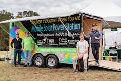 Shown are (left to right) Kurt Ebersbach, general counsel, Cherry Street Energy; the Rev. Scott Parrish, conference disaster response coordinator, North Georgia Conference of the UMC; Will Heegaard, operations director, Footprint Project; and the Rev. Jenny Phillips, director of environmental sustainability, General Board of Global Ministries and UMCOR of the UMC. Photo by www.BenRosePhotography.com Shown are (left to right) Kurt Ebersbach, general counsel, Cherry Street Energy; the Rev. Scott Parrish, conference disaster response coordinator, North Georgia Conference of the UMC; Will Heegaard, operations director, Footprint Project; and the Rev. Jenny Phillips, director of environmental sustainability, General Board of Global Ministries and UMCOR of the UMC. Photo by www.BenRosePhotography.com