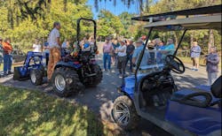 Solectrac electric tractors used by Warren Wilson College. Photos courtesy Critical Services Microgrid Group. Solectrac electric tractors used by Warren Wilson College. Photos courtesy Critical Services Microgrid Group.