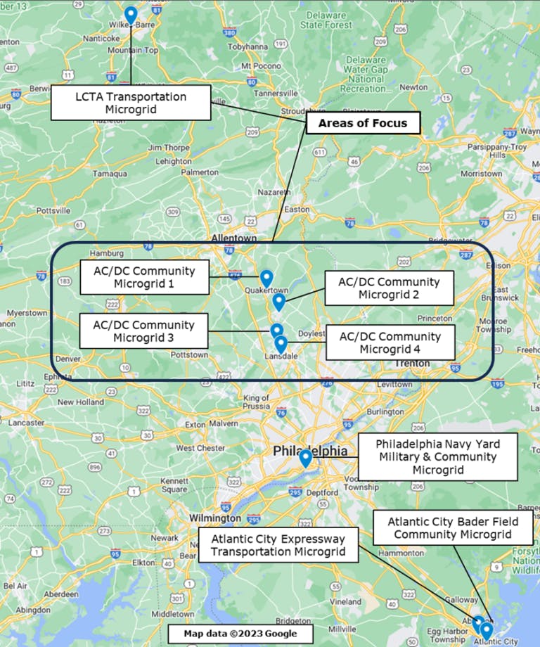 The southeast Pennsylvania microgrid corridor concept. (Source: ProtoGen)