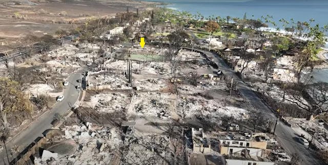 The site of John Sarter's former home in Lahaina, Hawaii, one day after the 2023 wildfire. (Photo courtesy of John Sarter) The site of John Sarter's former home in Lahaina, Hawaii, one day after the 2023 wildfire. (Photo courtesy of John Sarter)