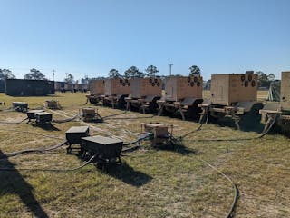 The Advanced Medium Power Source (AMMPS) 120kW Microgrid System ready for power up during an operational test conducted by the U.S. Army Test and Evaluation Activity at Fort Stewart, Georgia on Nov. 5, 2023. (Photo Credit: Jose Rodriguez, U.S. Army Medical Center of Excellence)