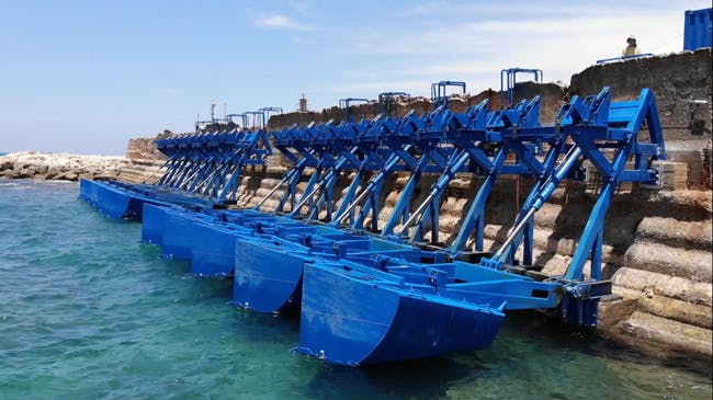 Eco Wave Power's converters in operation in Jaffa, Israel. (Source: Eco Wave Power)