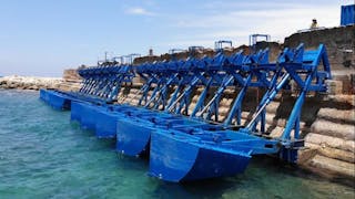 Eco Wave Power&apos;s converters in operation in Jaffa, Israel. (Source: Eco Wave Power)