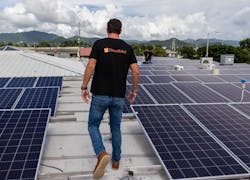 The Direct Relief-funded battery and solar power system at the Family Health Center in Arroyo, Puerto Rico. . Image Credit: Direct Relief.