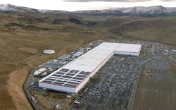 Aerial image several years ago of Tesla's gigafactory near Reno, Nevada. Image credit Smnt, own work, courtesy Wikimedia Commons. Aerial image several years ago of Tesla's gigafactory near Reno, Nevada. Image credit Smnt, own work, courtesy Wikimedia Commons.