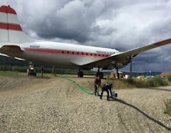 Douglas DC-6 aircraft, one of the planes which bring diesel fuel to some of the most remote communities. Photo credit Mayfield Renewables
