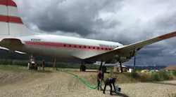 Douglas DC-6 aircraft, one of the planes which bring diesel fuel to some of the most remote communities. Photo credit Mayfield Renewables