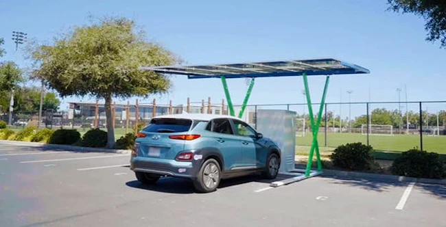 Screenshot of solar canopy video demonstration. Image credit Paired Power website