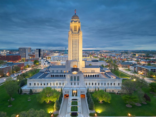 Nebraska State Capitol in downtown Lincoln.