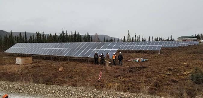 A solar installation in Hughes, Alaska. (Image credit Eddie Dellamary)