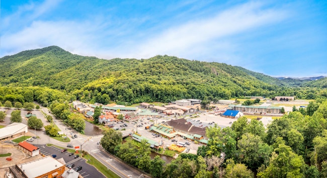 Aerial view of Cherokee, North Carolina, home to Eastern Band of Cherokee Indians