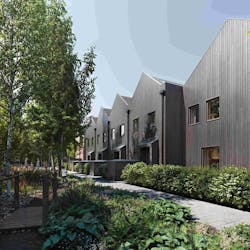 Rendering of ‘Zero Bills’ development in Thornwood, Epping, courtesy of Octopus Energy Rendering of ‘Zero Bills’ development in Thornwood, Epping, courtesy of Octopus Energy