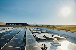 A view of rooftop solar at the Domaine Carneros winery in Napa Valley. A view of rooftop solar at the Domaine Carneros winery in Napa Valley.