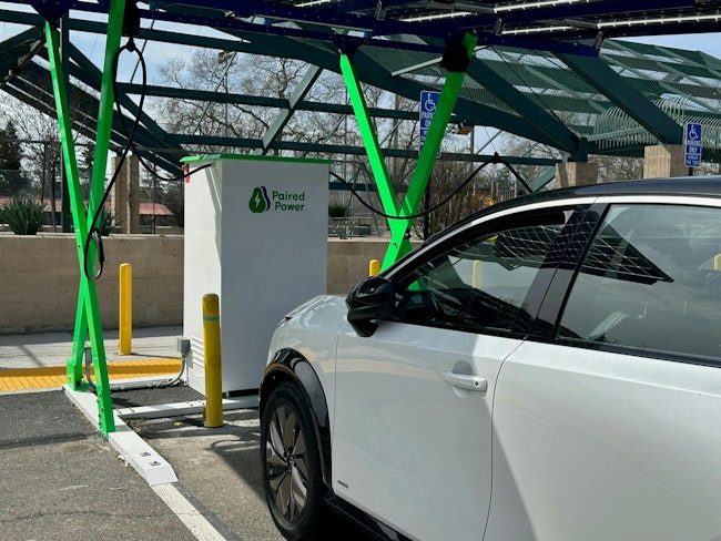 Solar microgrid-powered PairTree EV charger at Playfield Park in Davis. Image credit Paired Power
