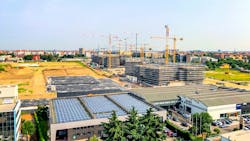 Shot of commercial real estate development with rooftop solar. Image credit VILTVART/Shutterstock.com Shot of commercial real estate development with rooftop solar. Image credit VILTVART/Shutterstock.com