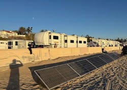 Overdrive Energy Solutions provided 12 kW, 240 volt systems with 50 kWh of battery storage and 12 kW of solar for firefighter sleeping trailers during the L.A. fires. Image credit Overdrive Overdrive Energy Solutions provided 12 kW, 240 volt systems with 50 kWh of battery storage and 12 kW of solar for firefighter sleeping trailers during the L.A. fires. Image credit Overdrive
