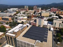 Aerial of the rooftop solar at the Buncombe County Health and Human Services Building. Image credit Pisgah Energy Aerial of the rooftop solar at the Buncombe County Health and Human Services Building. Image credit Pisgah Energy