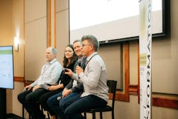 A panel discussion focused on data center and energy innovation at the Great Transformation even in Oregon. Panelists beginning far right are Ryan Mayfield, founder of Mayfield Renewables; Bobby Butler of ELM Microgrid; Caroline Moore with the Oregon Public Utility Commission; and Jon Miller of McKinstry. A panel discussion focused on data center and energy innovation at the Great Transformation even in Oregon. Panelists beginning far right are Ryan Mayfield, founder of Mayfield Renewables; Bobby Butler of ELM Microgrid; Caroline Moore with the Oregon Public Utility Commission; and Jon Miller of McKinstry.