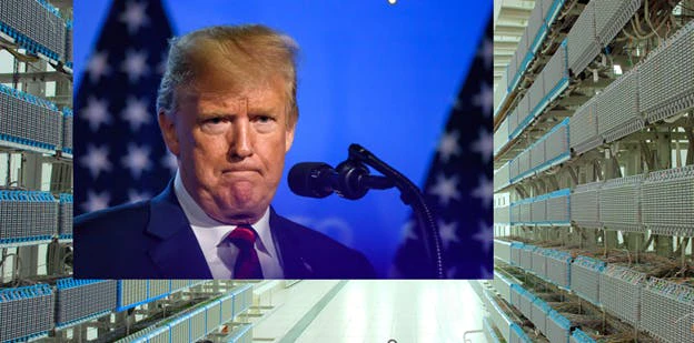 Combined President Trump and Data Center from Dreamstime. Trump Image credit ID 121141223 &copy; Gints Ivuskans and data center ID 10635698 &copy; Dashark | Dreamstime.com