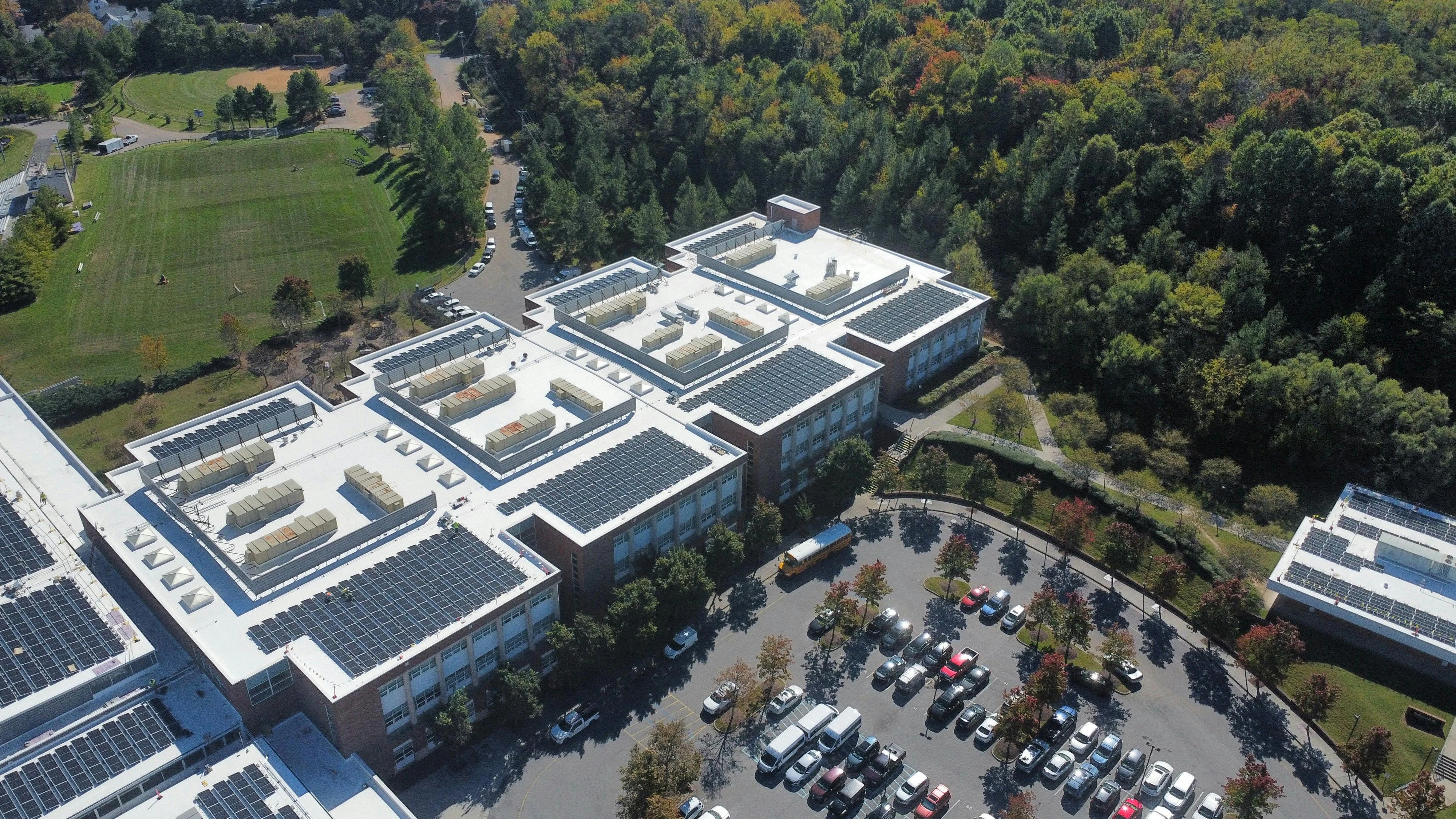 Solar arrays at Patrick Henry High School in Roanoke, VA. Image credit Secure Solar Futures