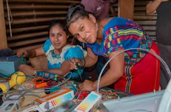 Rosa and Griselda work in full installation mode during a solar engineering session in the village Ilom. Image credit Barefoot College Guatemala Rosa and Griselda work in full installation mode during a solar engineering session in the village Ilom. Image credit Barefoot College Guatemala