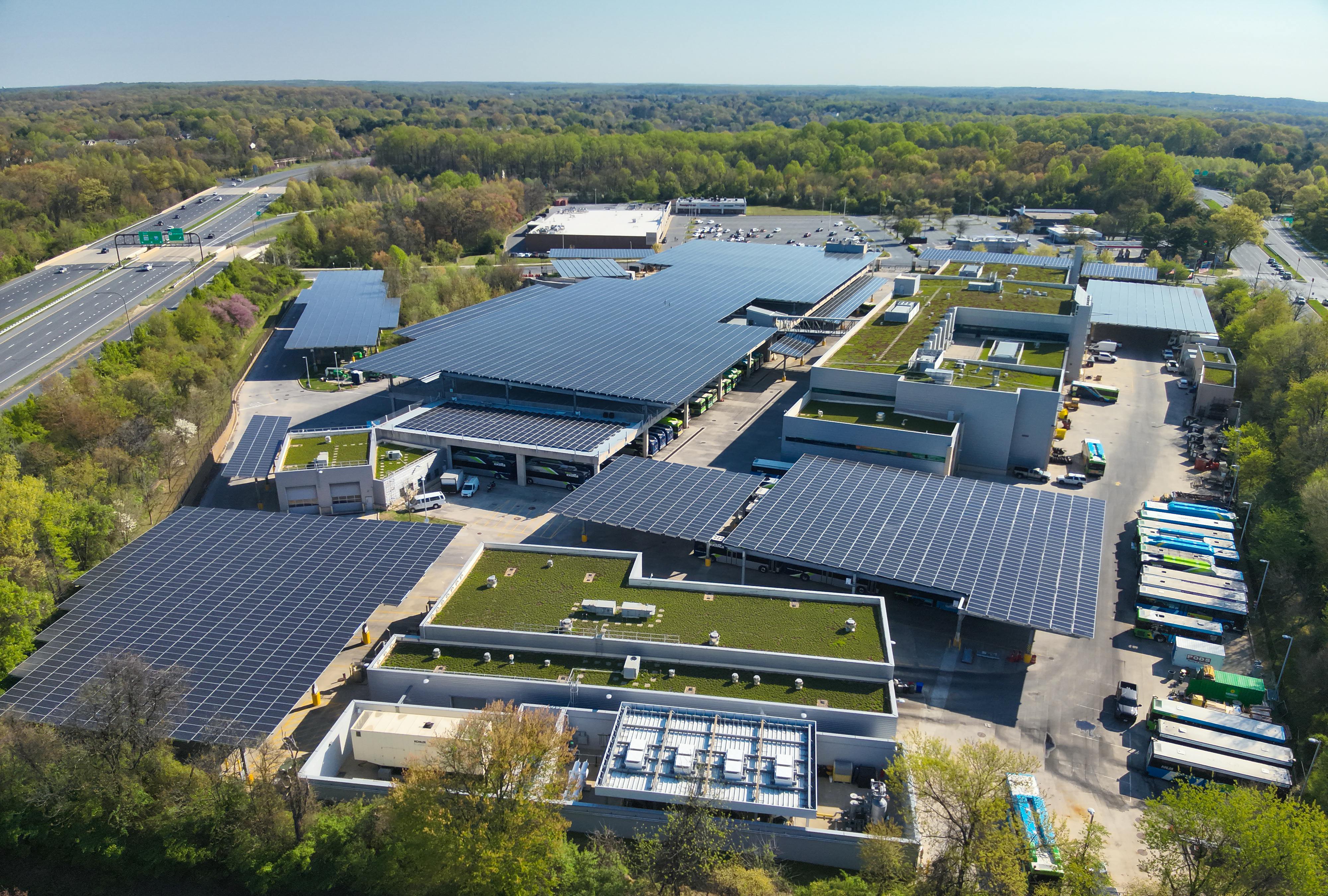 The David F. Bone Equipment Maintenance & Transit Operation Center (EMTOC) in Derwood, Maryland (Image courtesy of AlphaStruxure).