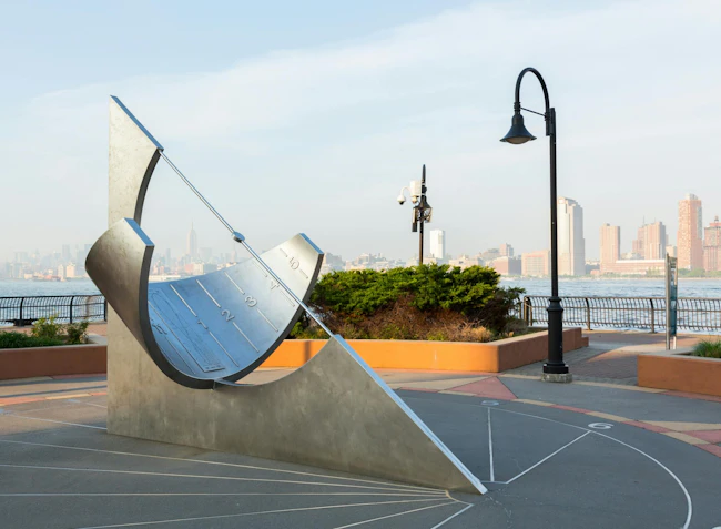 Equatorial Sundial at Jersey City Exchange Place. Image credit ID 31214159 &copy; Steveheap | Dreamstime.com