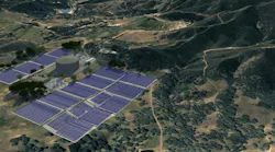 Rendering of pumped storage, solar and battery storage microgrid. Image credit Trane Energy Services