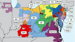 Map of PJM territories across the Mid-Atlantic and Midwest regions. | Credit: PJM Interconnection